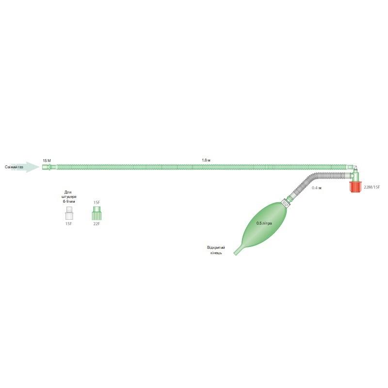 Анестезіологічна дихальна система, Mapleson F з Т-подібним з`єднувачем, для дітей молодшого віку